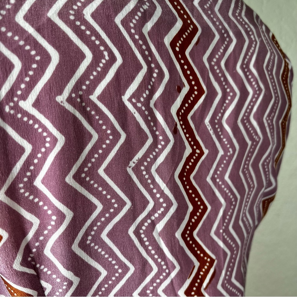 Natalie Martin Printed 100% Silk Wrap Tie Waist Chevron Maxi Dress SZ Large EUC - Picture 7 of 15